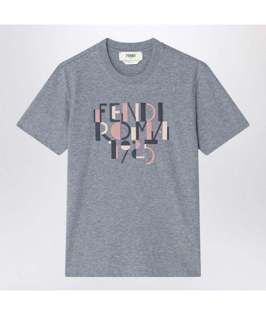 FENDI Серая хлопковая футболка, фото 3