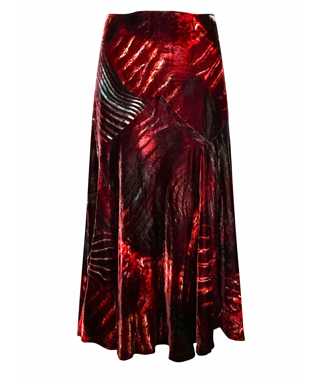ANGELO MARANI Бордовая велюровая юбка миди, фото 1