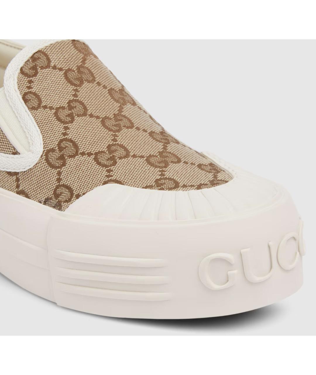 GUCCI Бежевые текстильные слипоны, фото 2