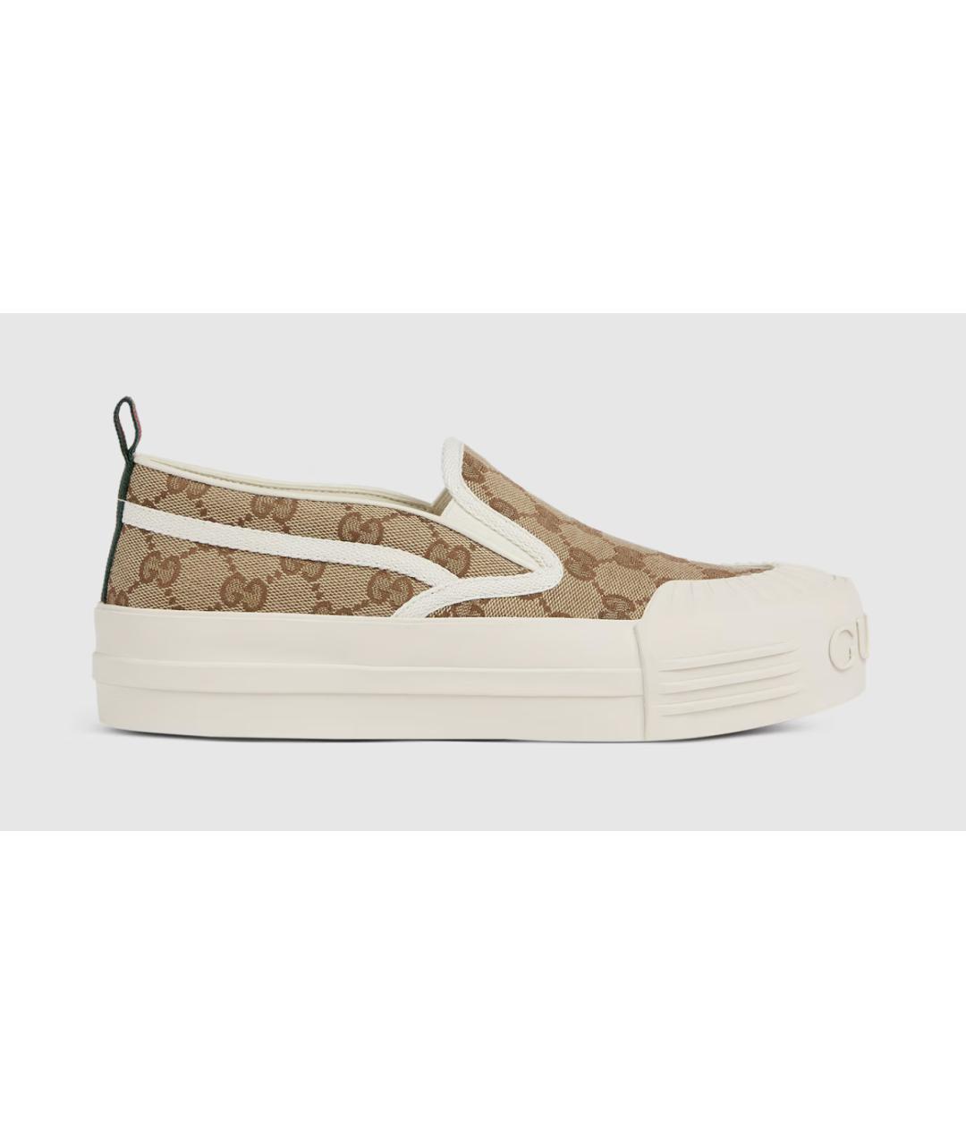 GUCCI Бежевые текстильные слипоны, фото 6