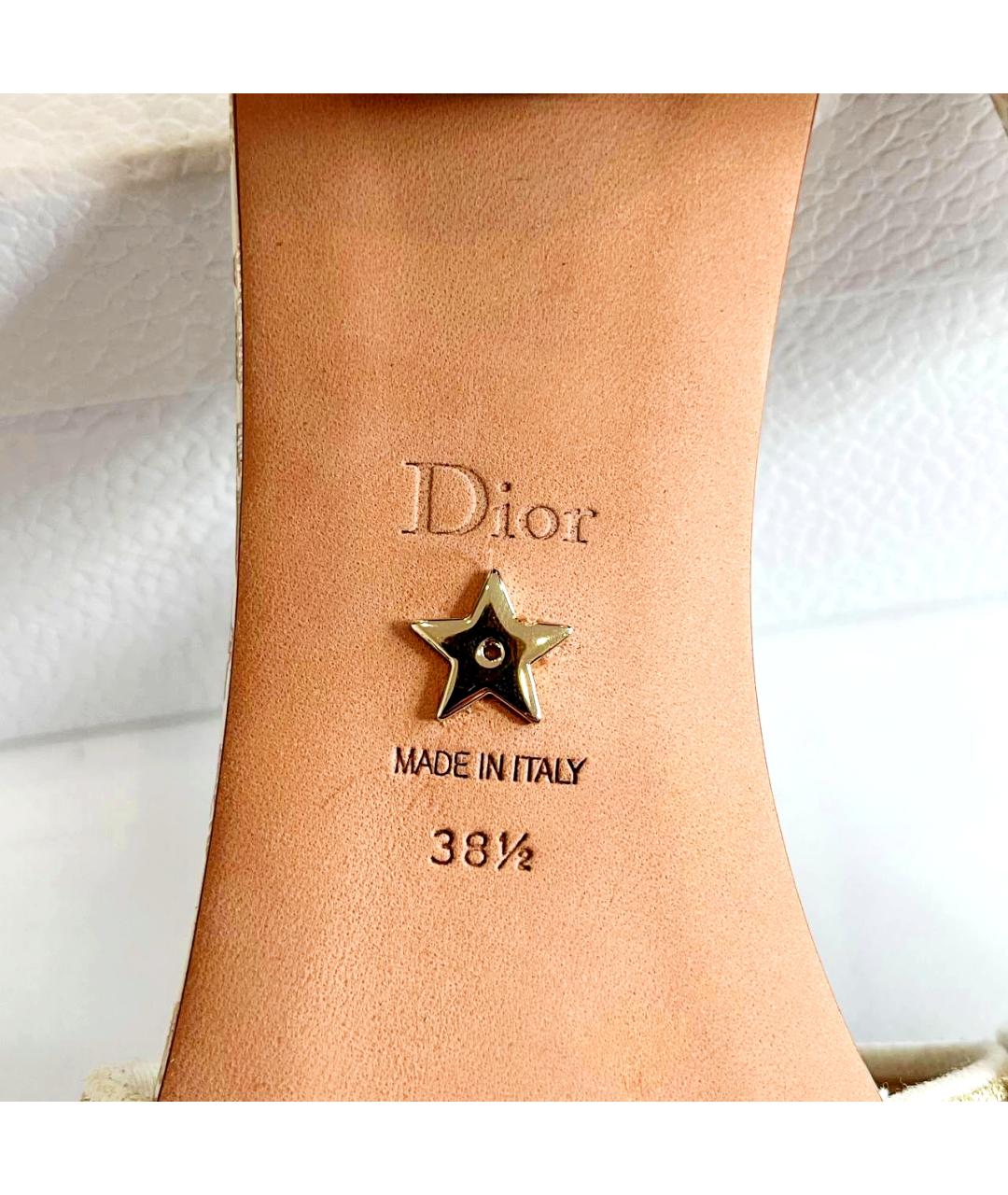 CHRISTIAN DIOR Бежевые текстильные босоножки, фото 6