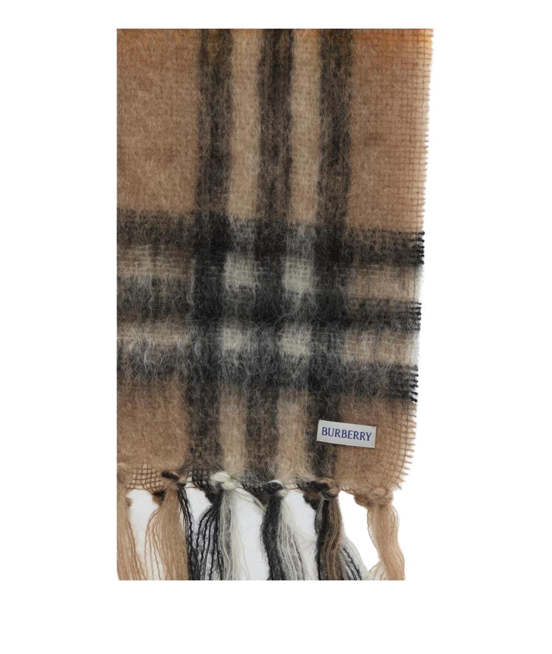 BURBERRY Бежевый шерстяной шарф, фото 2