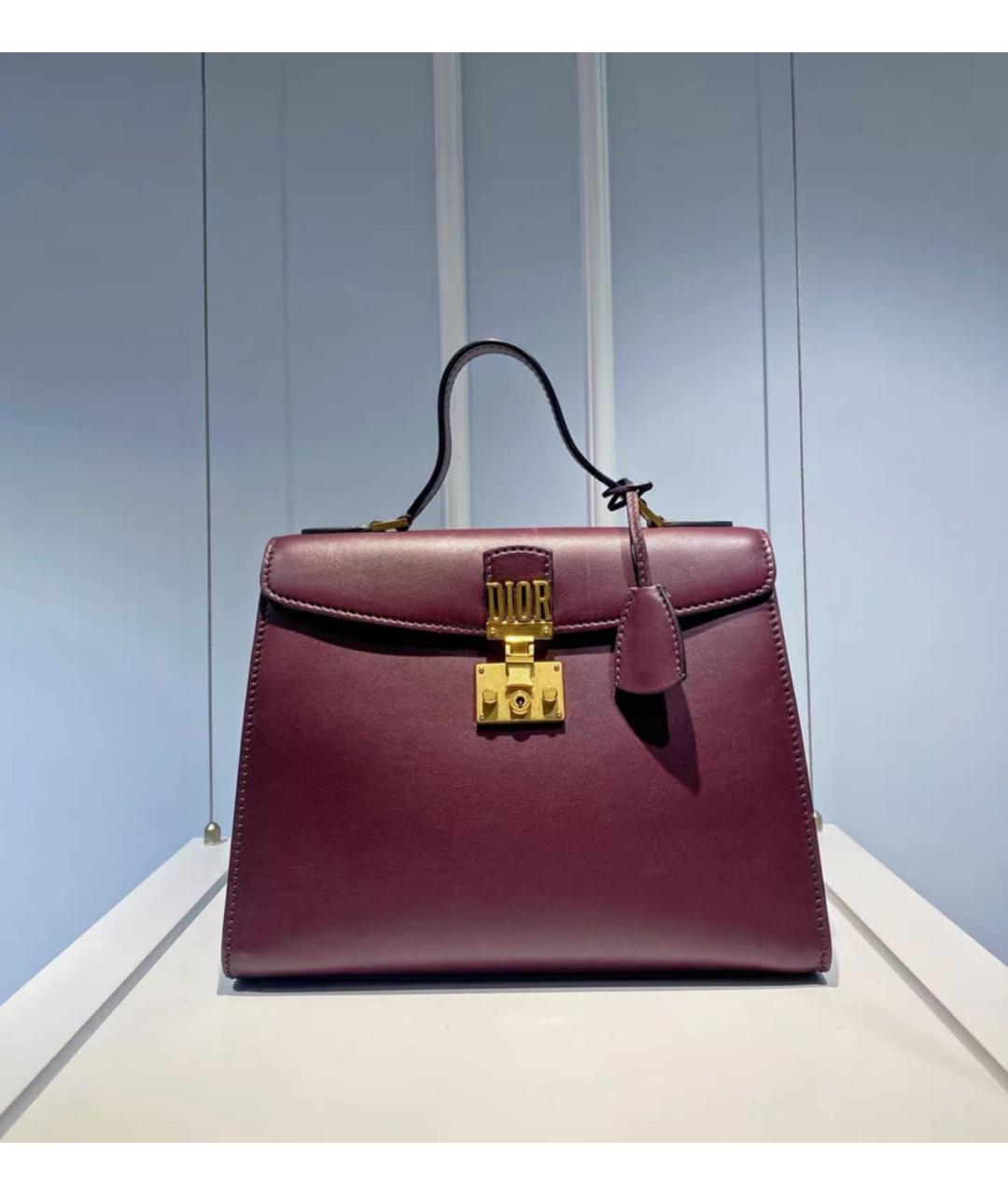 CHRISTIAN DIOR Бордовая кожаная сумка с короткими ручками, фото 2