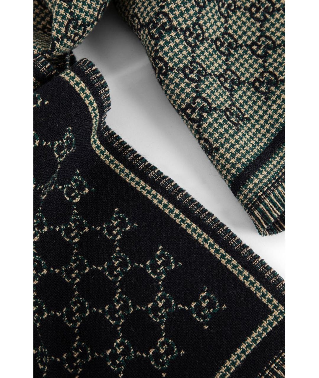GUCCI Черный шерстяной шарф, фото 2