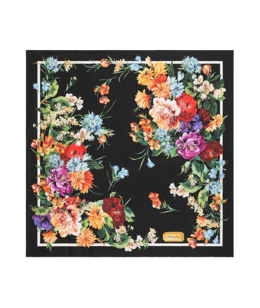 DOLCE&GABBANA Черный шелковый шарф, фото 1