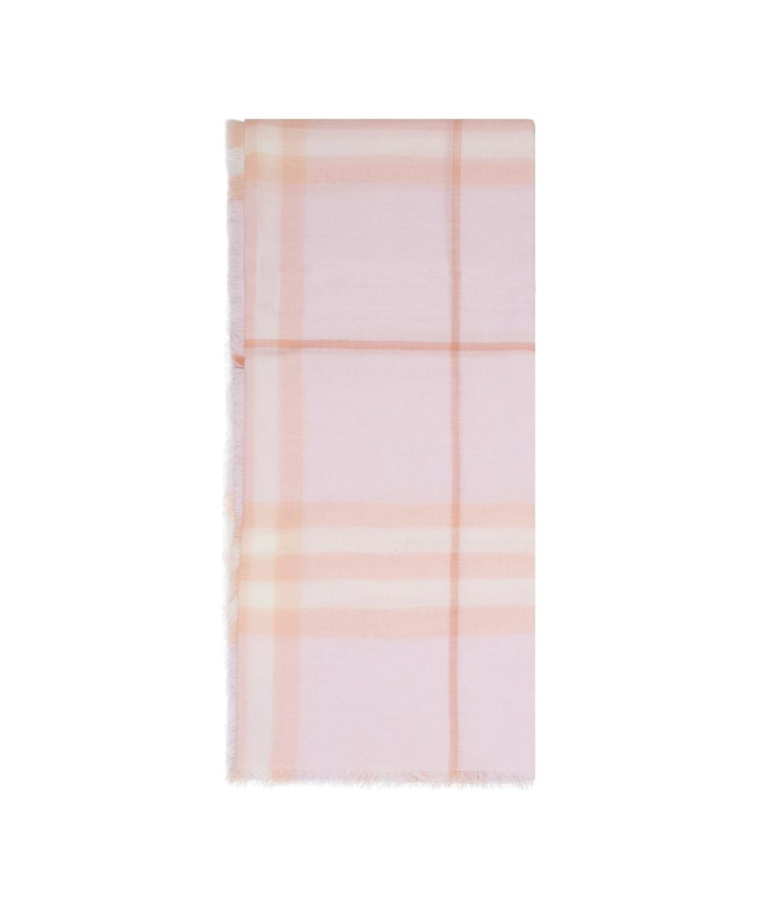 BURBERRY Розовый шерстяной шарф, фото 1