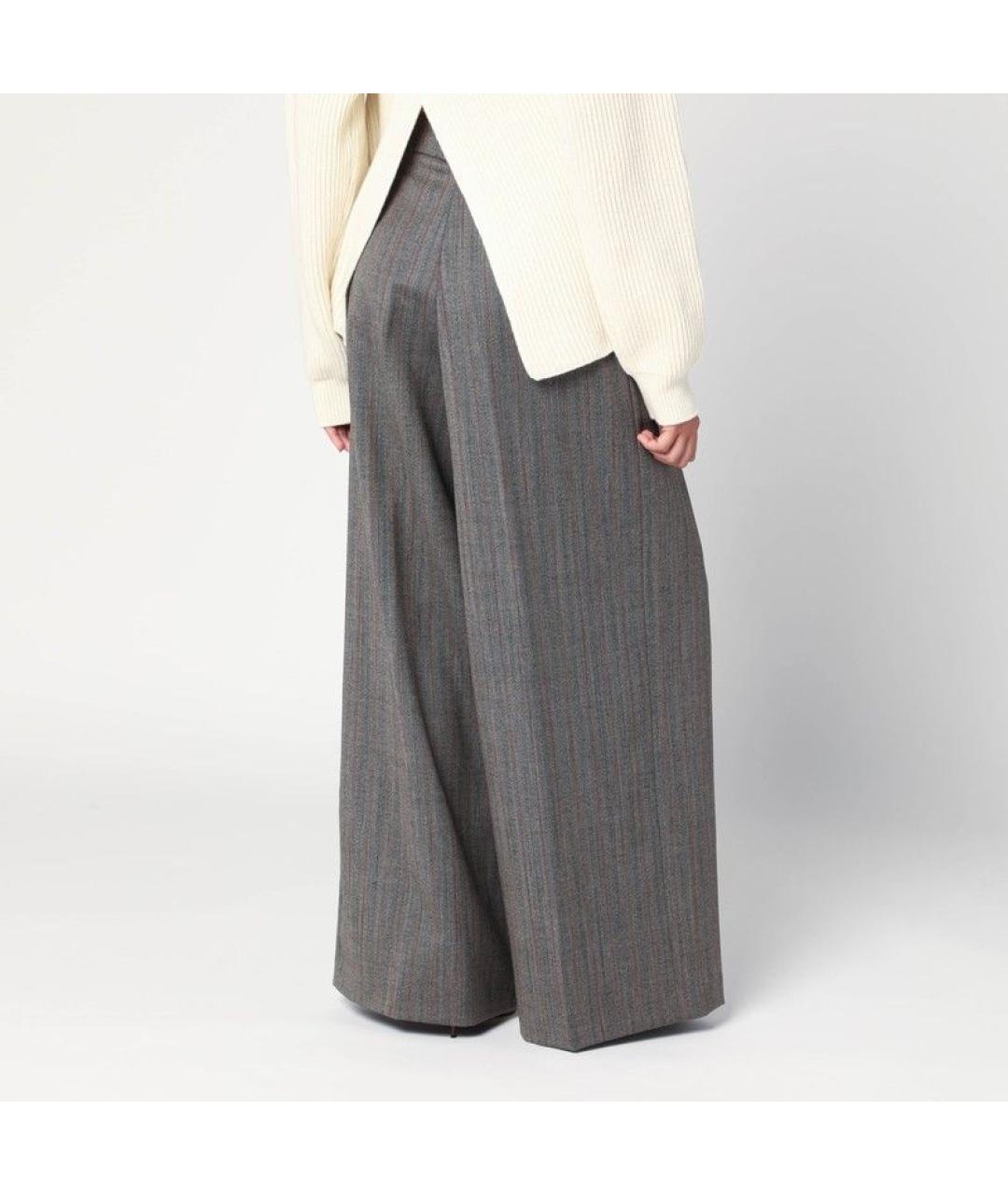 DRIES VAN NOTEN Серые шерстяные прямые брюки, фото 2