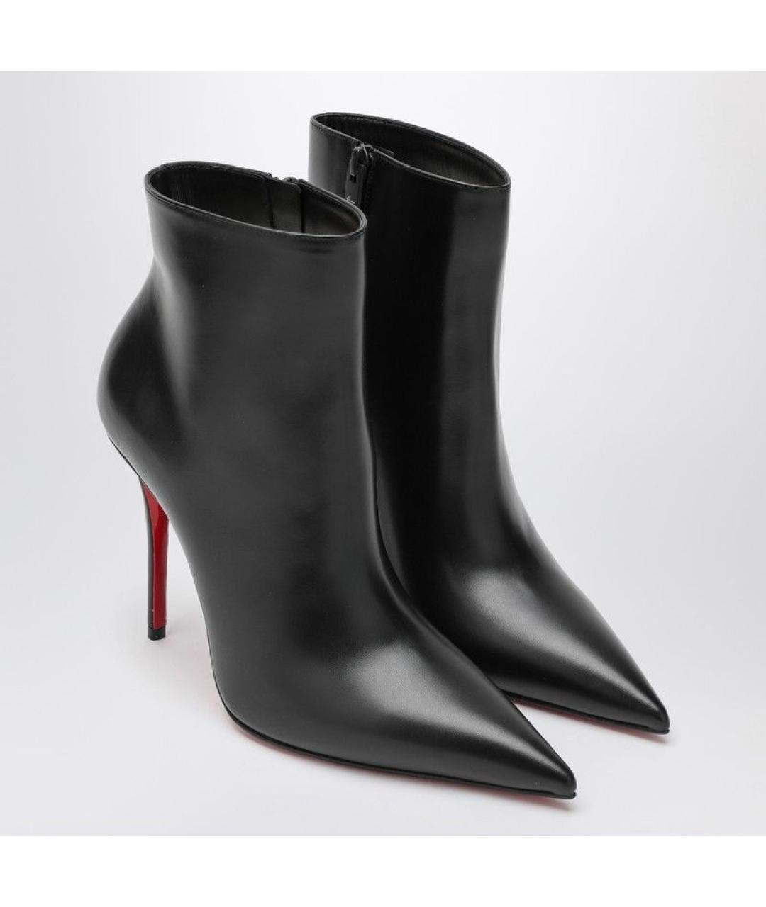 CHRISTIAN LOUBOUTIN Черные кожаные ботильоны, фото 2
