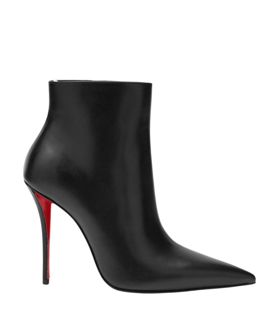 CHRISTIAN LOUBOUTIN Черные кожаные ботильоны, фото 1