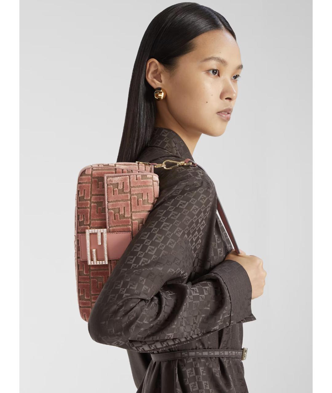 FENDI Розовая жаккардовая сумка через плечо, фото 2