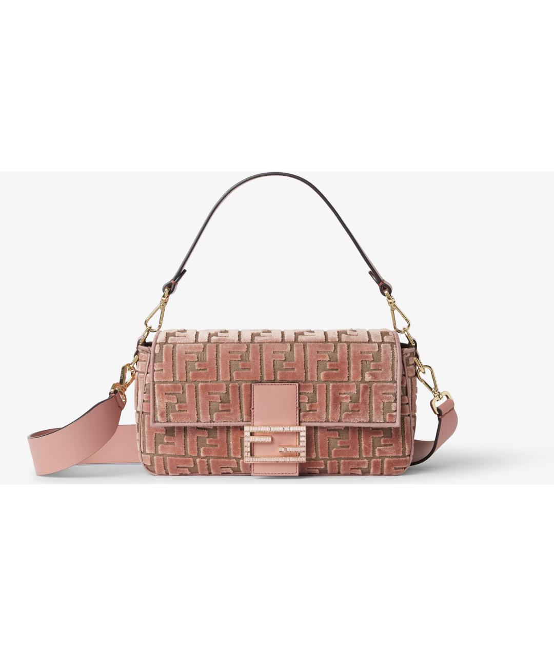 FENDI Розовая жаккардовая сумка через плечо, фото 5