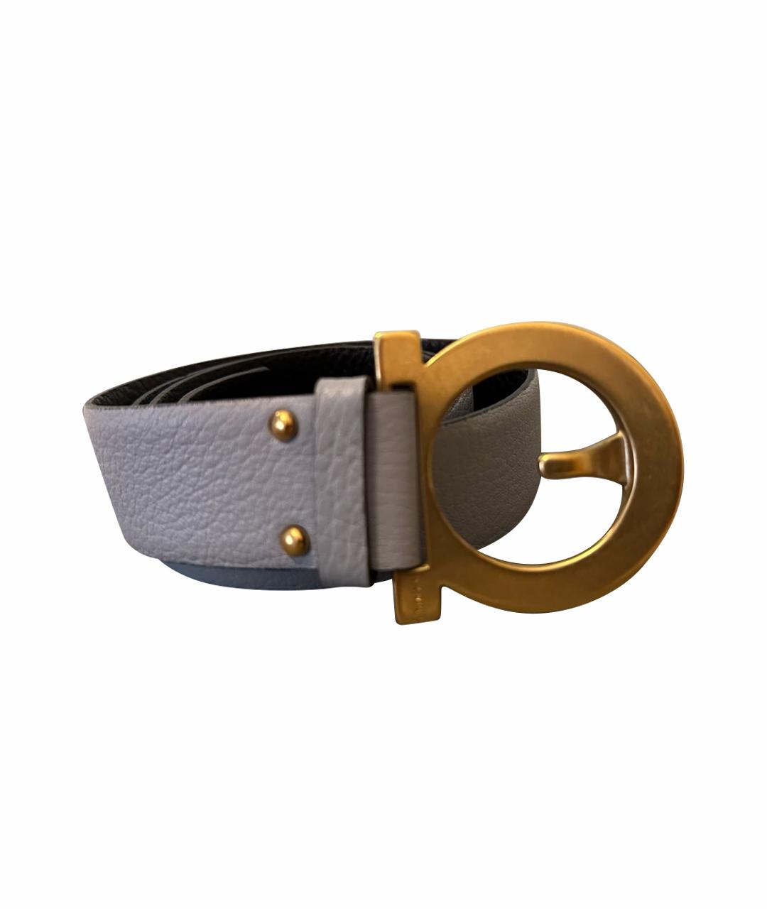 FERRAGAMO Серый кожаный ремень, фото 1