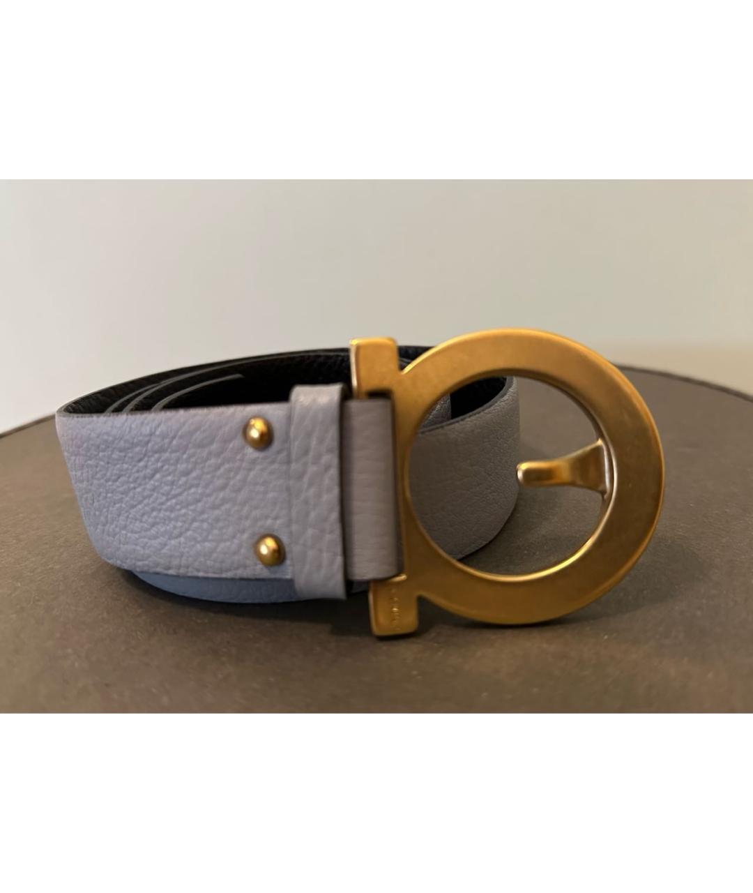 FERRAGAMO Серый кожаный ремень, фото 4