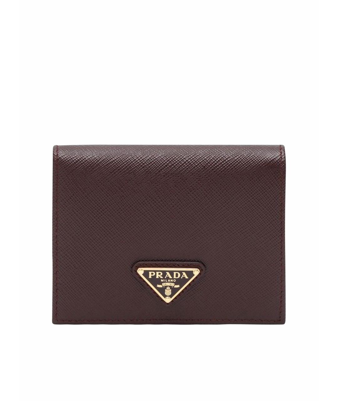 PRADA Бордовый кожаный кошелек, фото 1