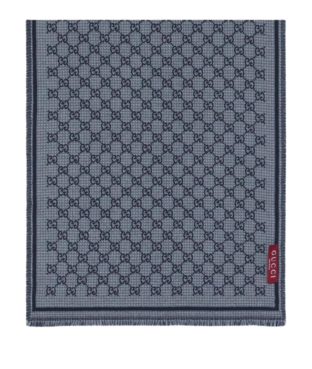 GUCCI Синий шерстяной шарф, фото 2
