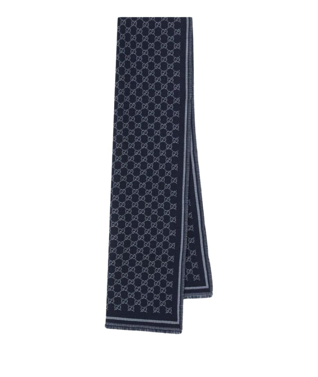 GUCCI Синий шерстяной шарф, фото 1