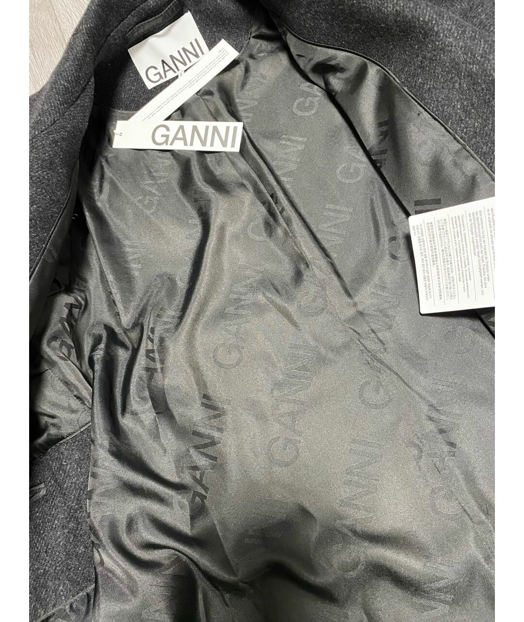 GANNI Антрацитовое шерстяное пальто, фото 4