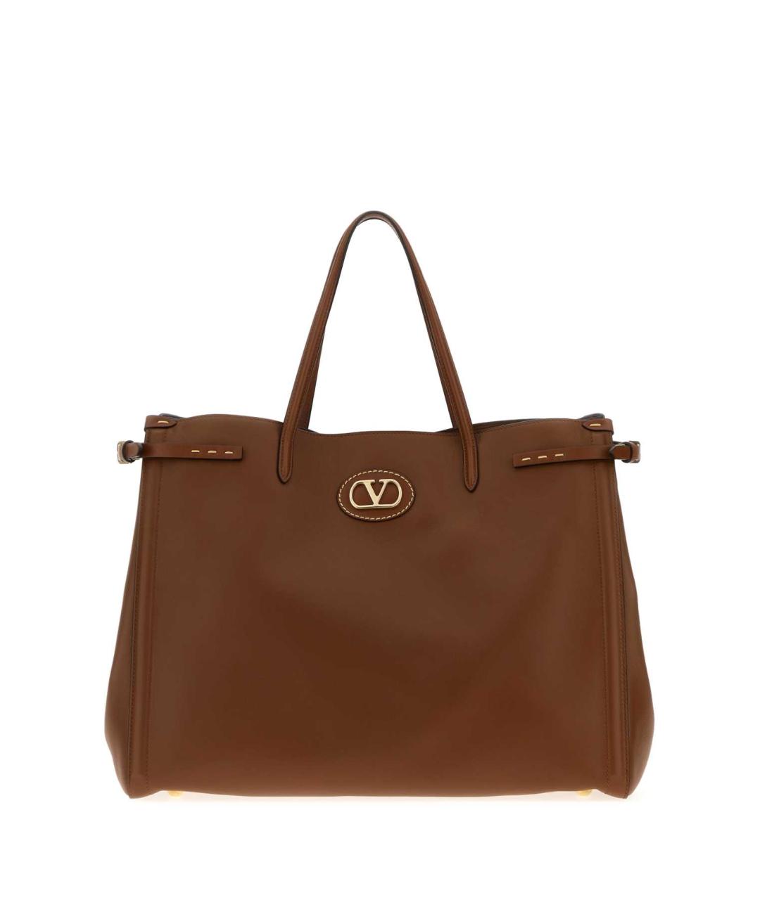 VALENTINO Коричневая кожаная сумка тоут, фото 1