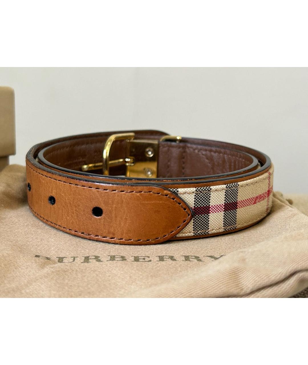 BURBERRY Бежевый кожаный ремень, фото 5