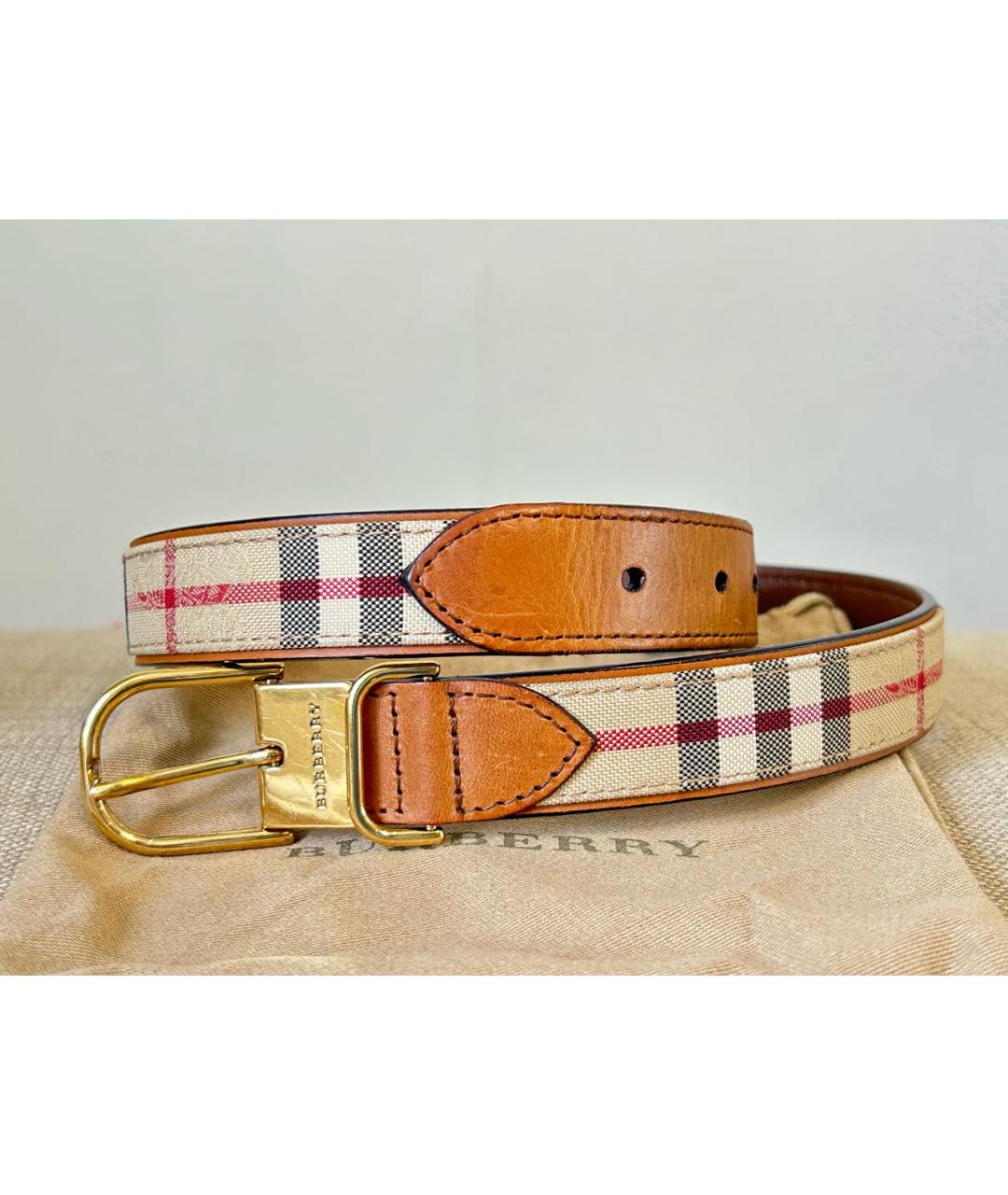 BURBERRY Бежевый кожаный ремень, фото 6