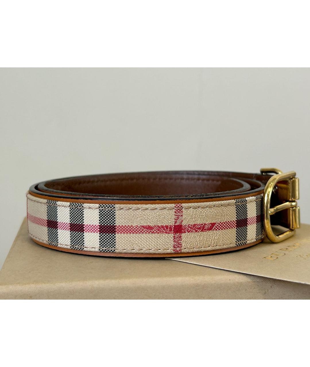 BURBERRY Бежевый кожаный ремень, фото 7