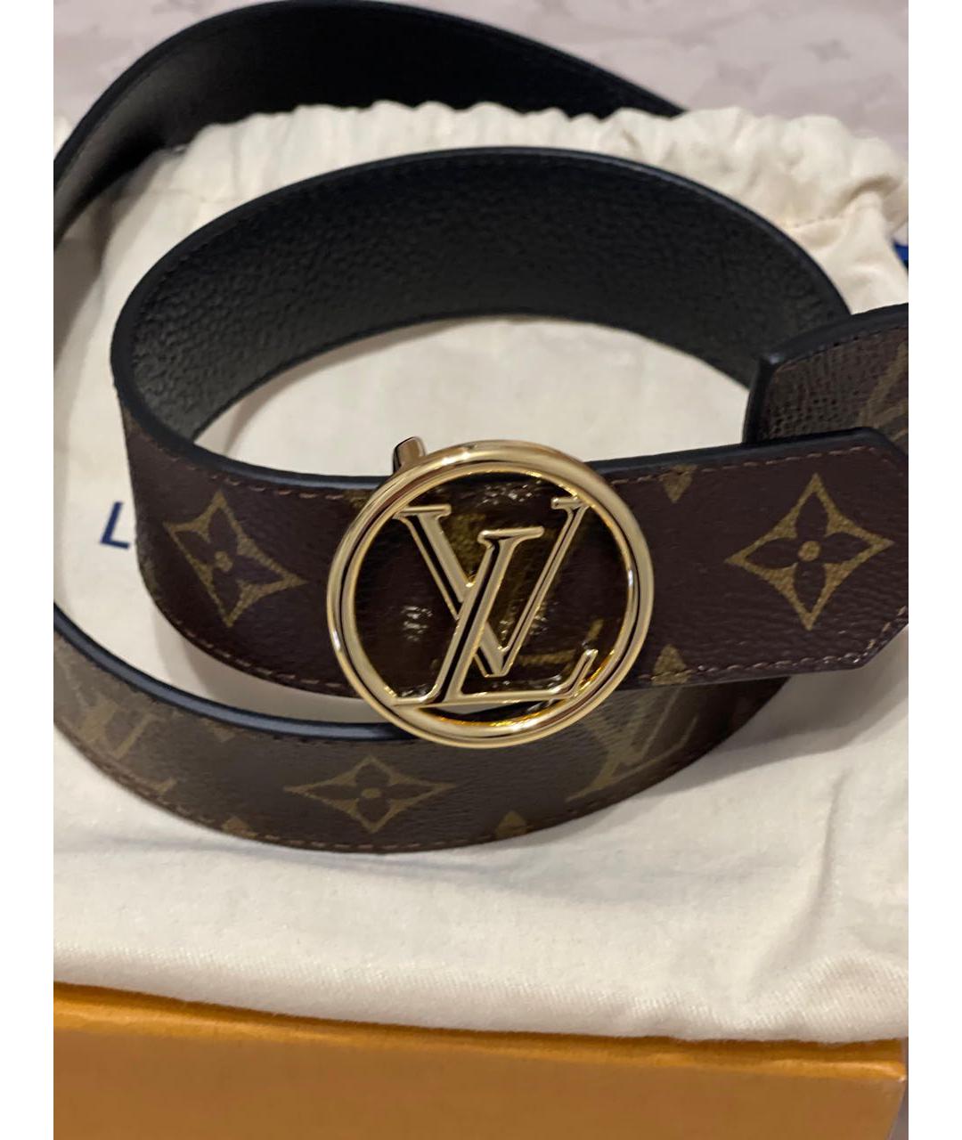 LOUIS VUITTON Коричневый кожаный ремень, фото 3