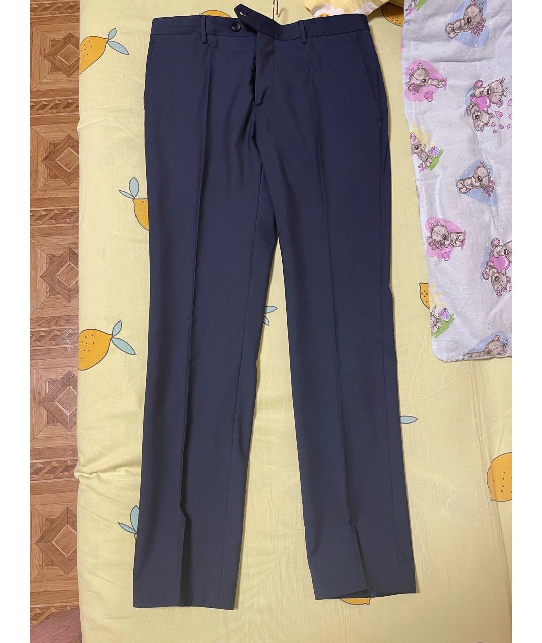 ETRO Темно-синие шерстяные классические брюки, фото 7