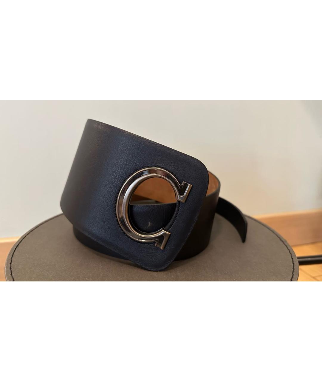 FERRAGAMO Темно-синий кожаный ремень, фото 4