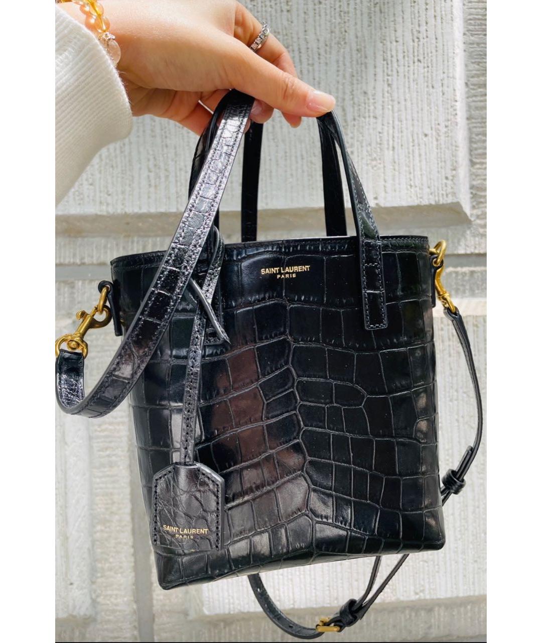 SAINT LAURENT Коричневая кожаная сумка тоут, фото 5