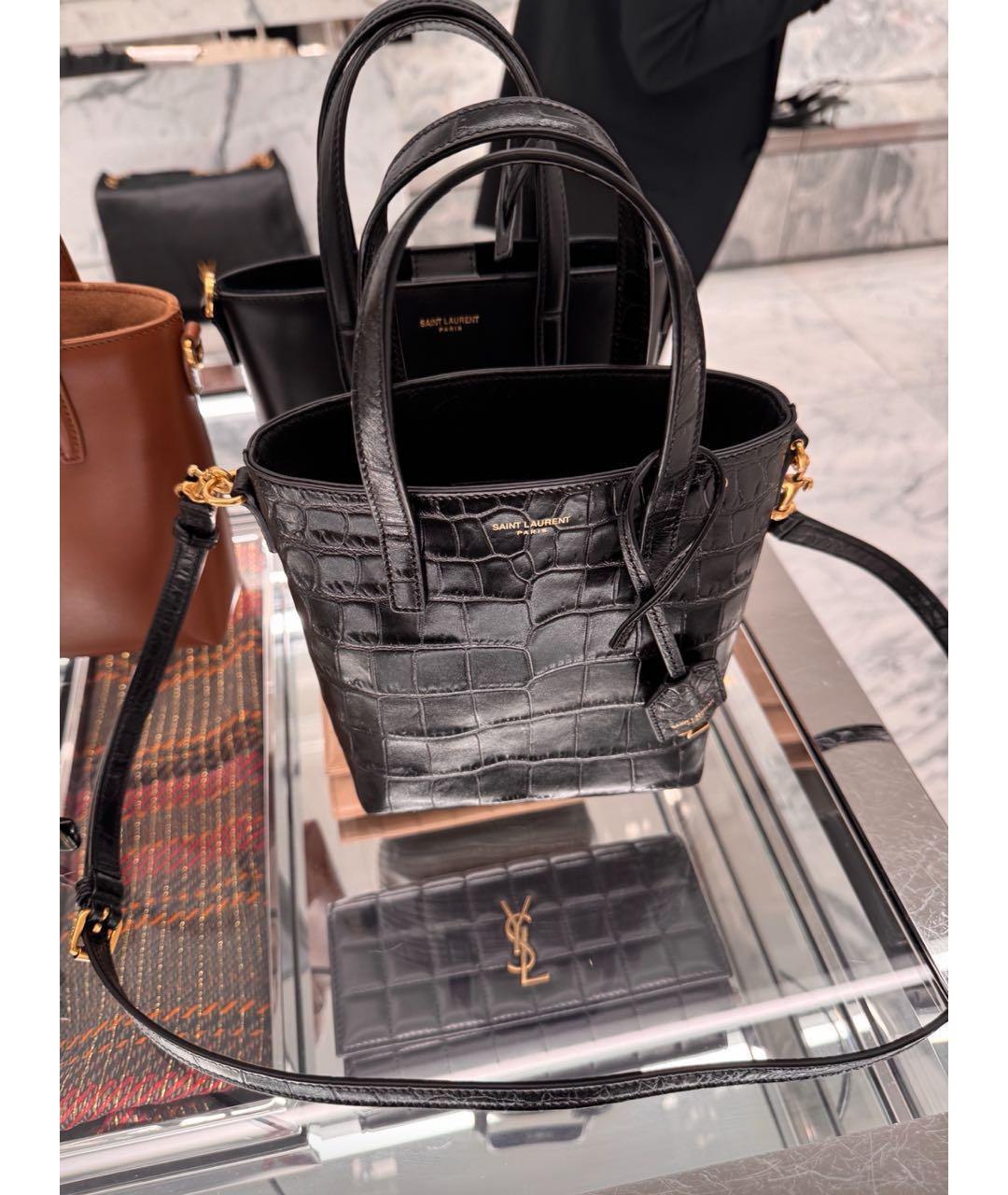 SAINT LAURENT Коричневая кожаная сумка тоут, фото 6