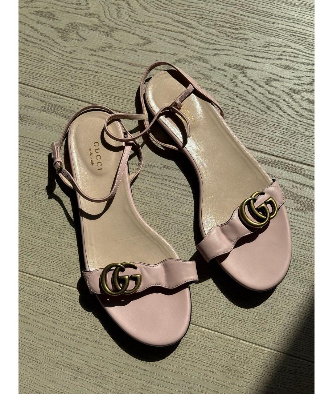 GUCCI Розовые кожаные босоножки, фото 4