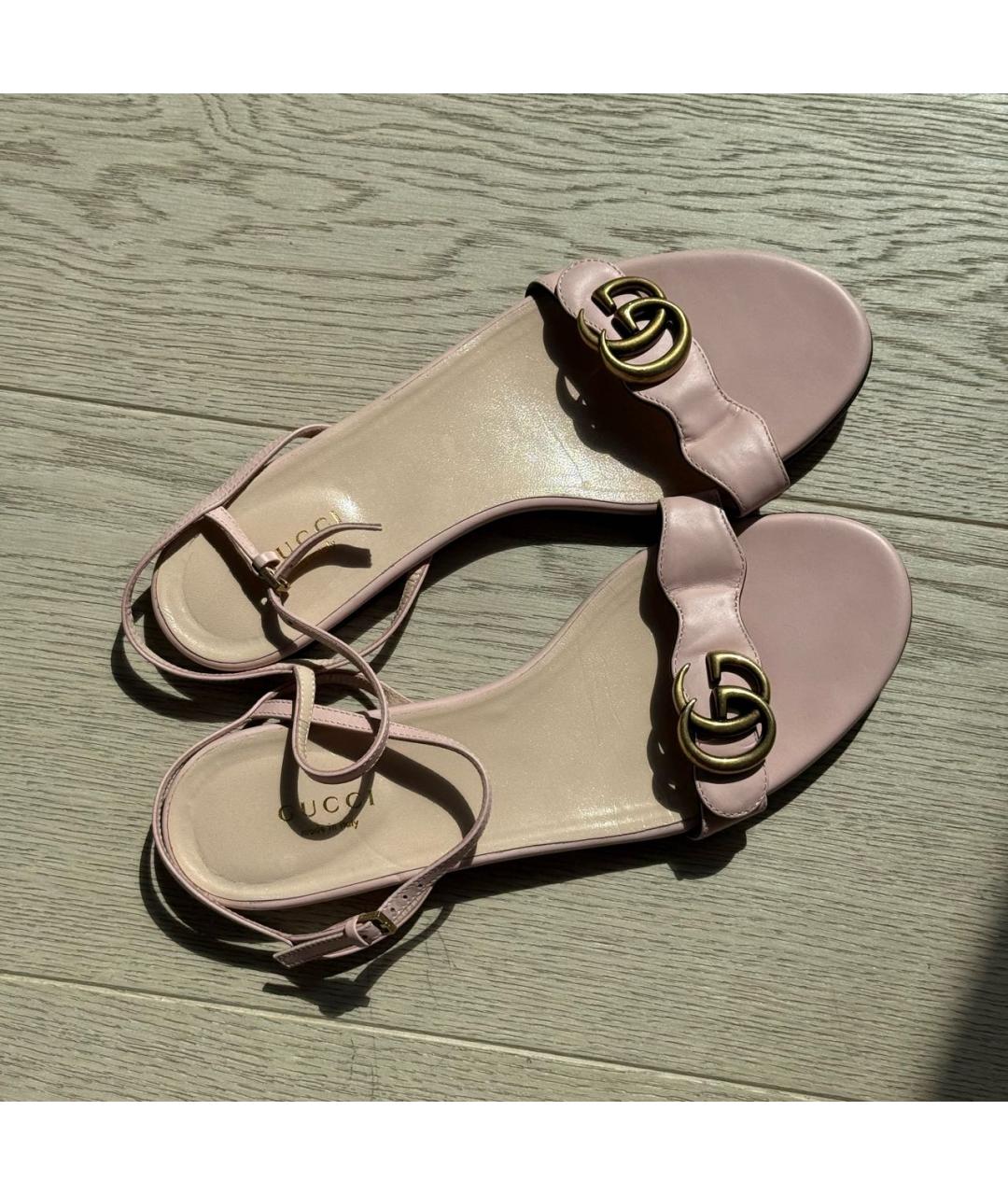 GUCCI Розовые кожаные босоножки, фото 5