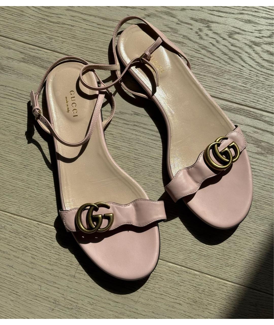 GUCCI Розовые кожаные босоножки, фото 2