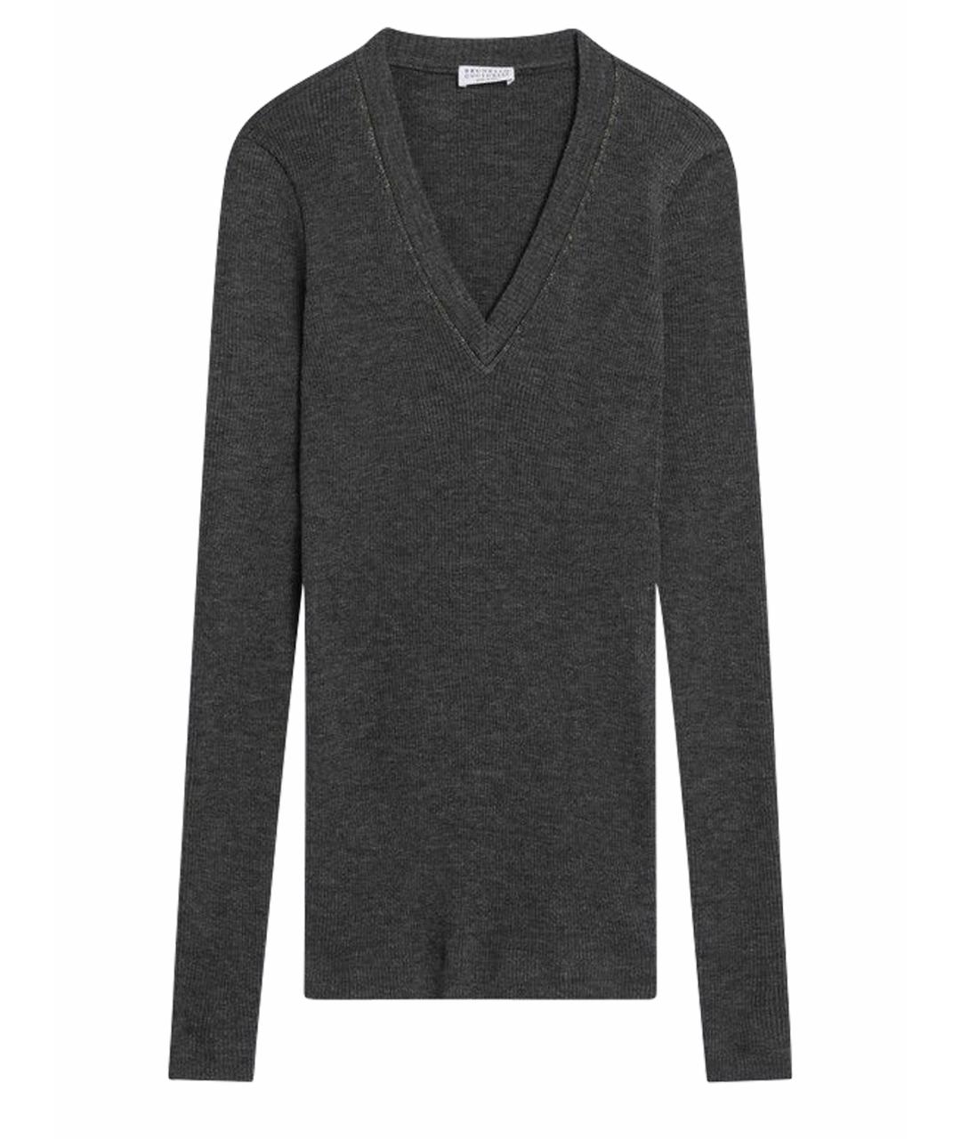 BRUNELLO CUCINELLI Антрацитовый шерстяной джемпер / свитер, фото 1