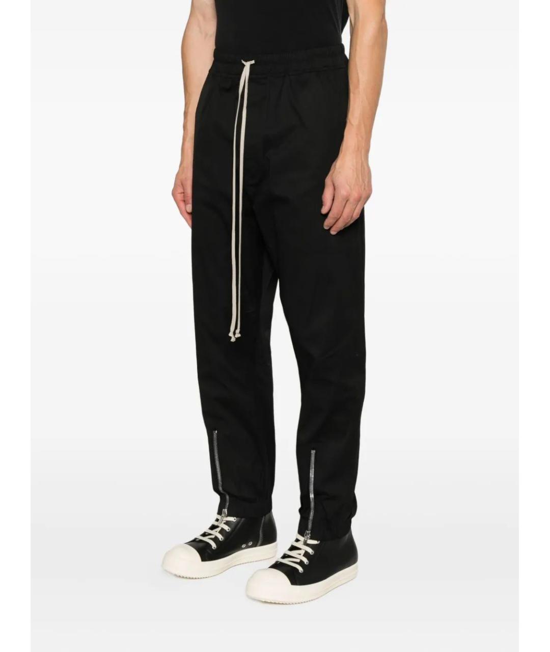 RICK OWENS Черные хлопковые повседневные брюки, фото 2