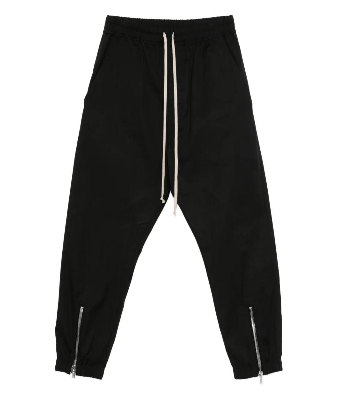 RICK OWENS Черные хлопковые повседневные брюки, фото 1