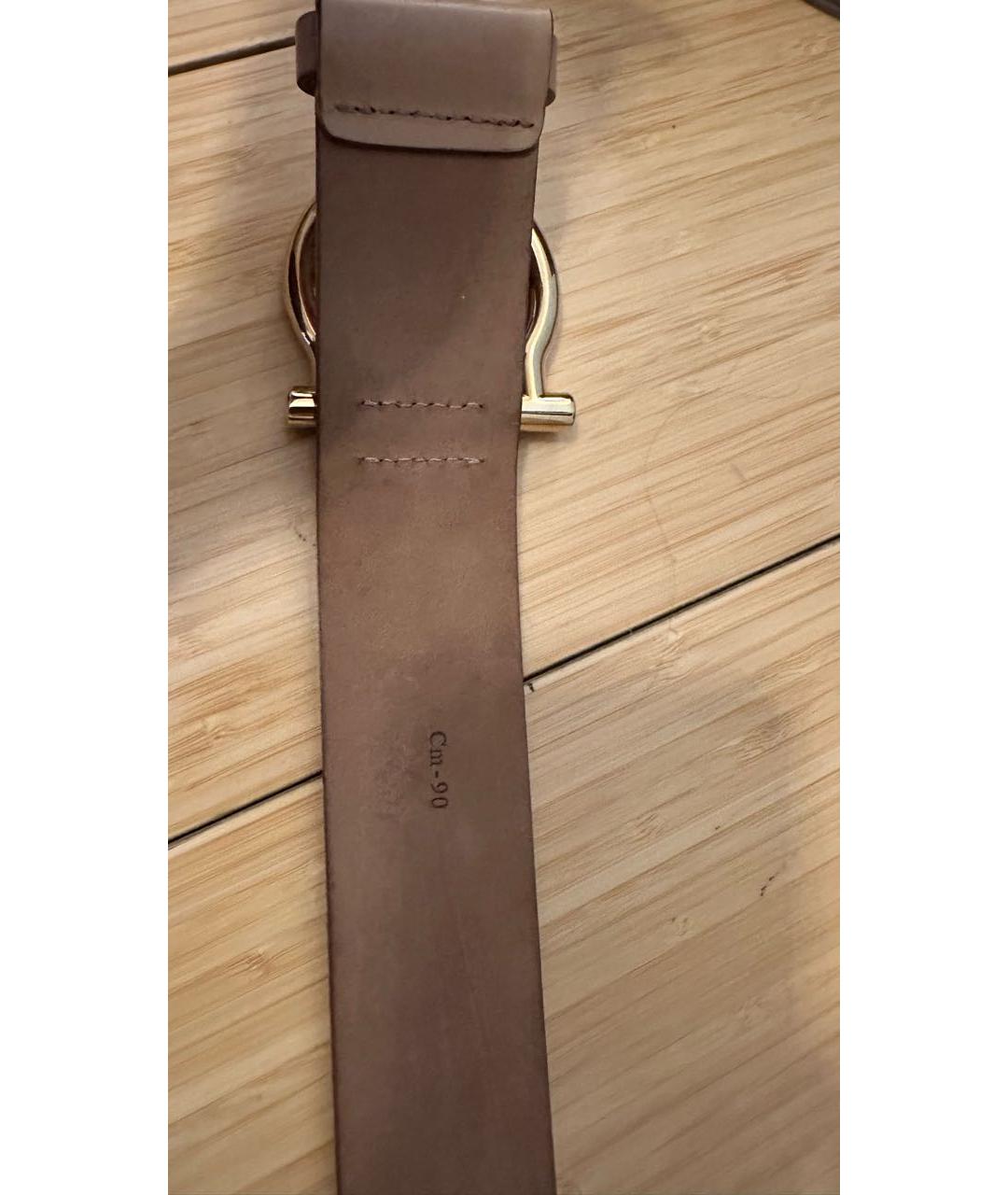 FERRAGAMO Бежевый кожаный ремень, фото 3