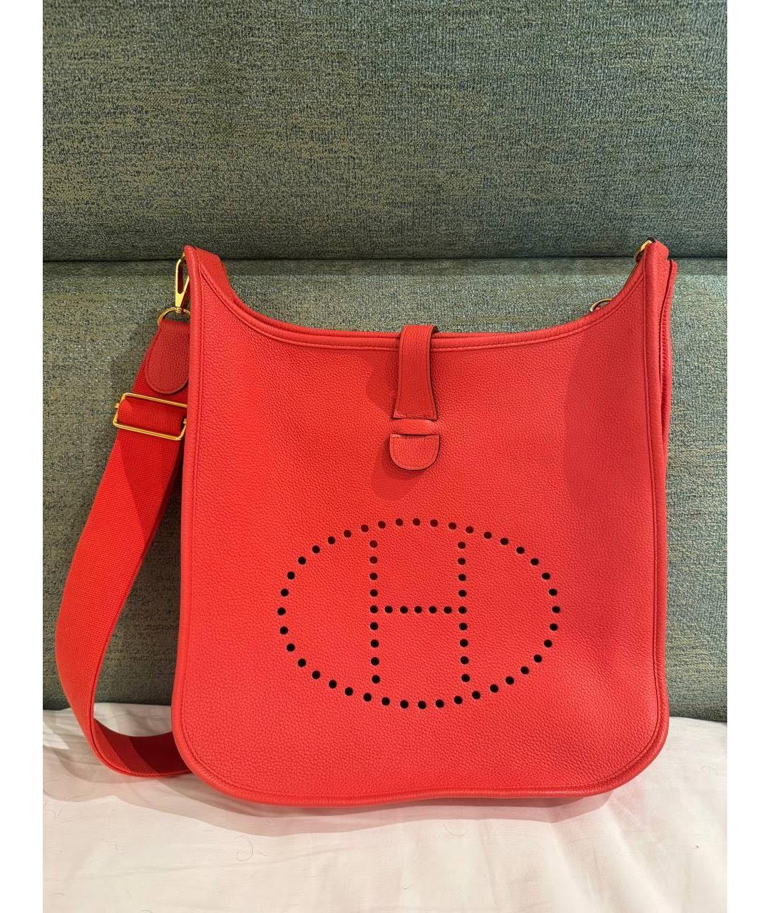 HERMES Оранжевая кожаная сумка через плечо, фото 2