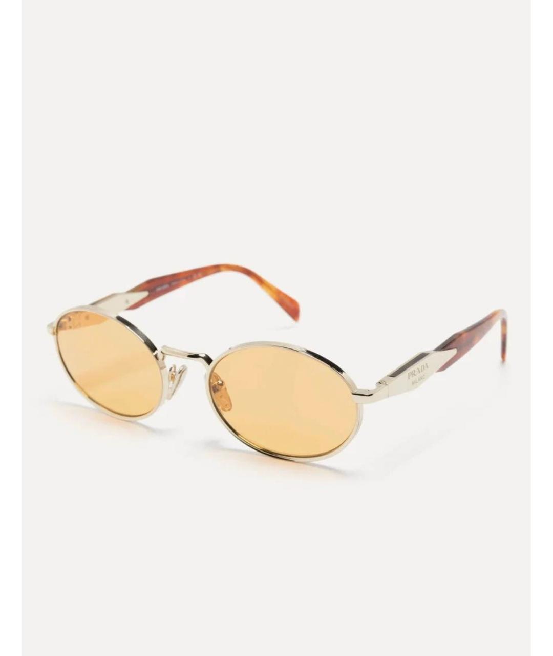 PRADA Золотые металлические солнцезащитные очки, фото 2