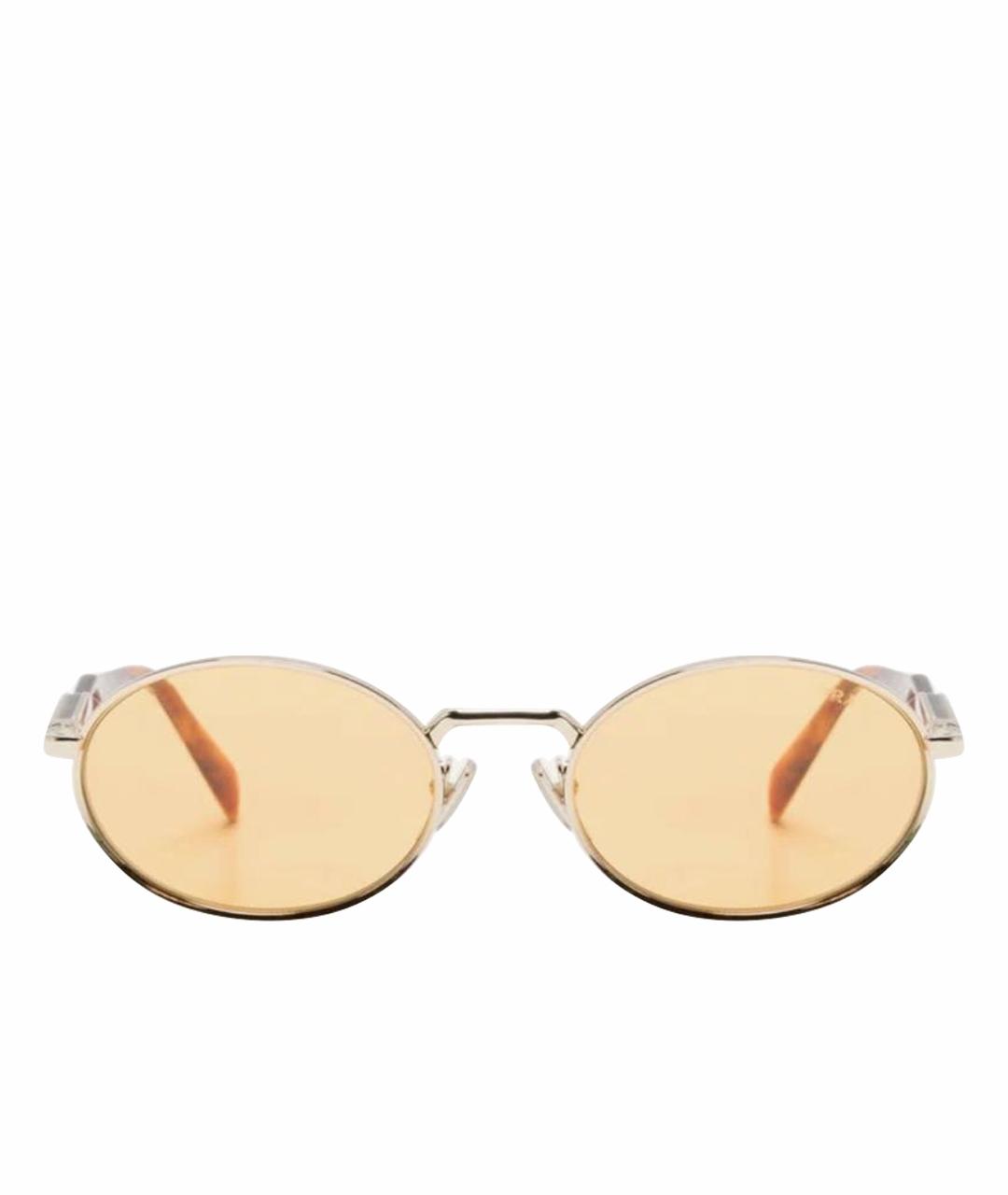 PRADA Золотые металлические солнцезащитные очки, фото 1