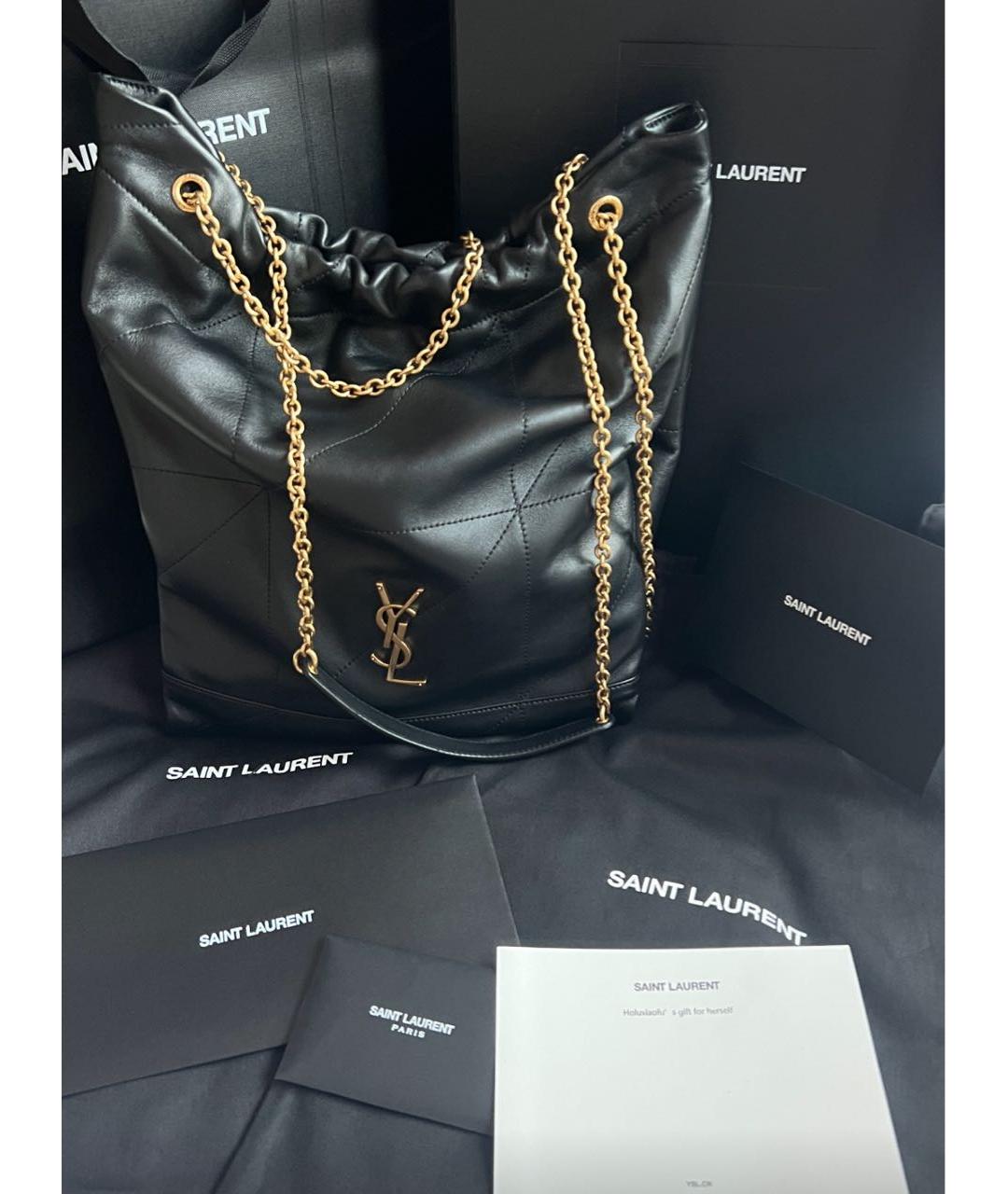 SAINT LAURENT Черная кожаная сумка с короткими ручками, фото 4