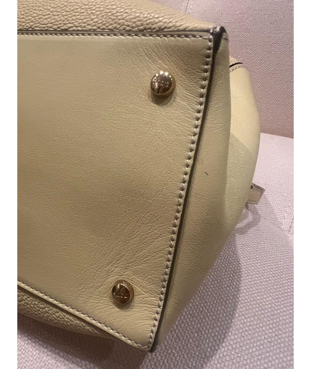 TOD'S Желтая кожаная сумка с короткими ручками, фото 5