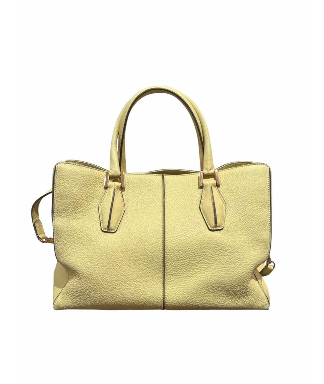 TOD'S Желтая кожаная сумка с короткими ручками, фото 1