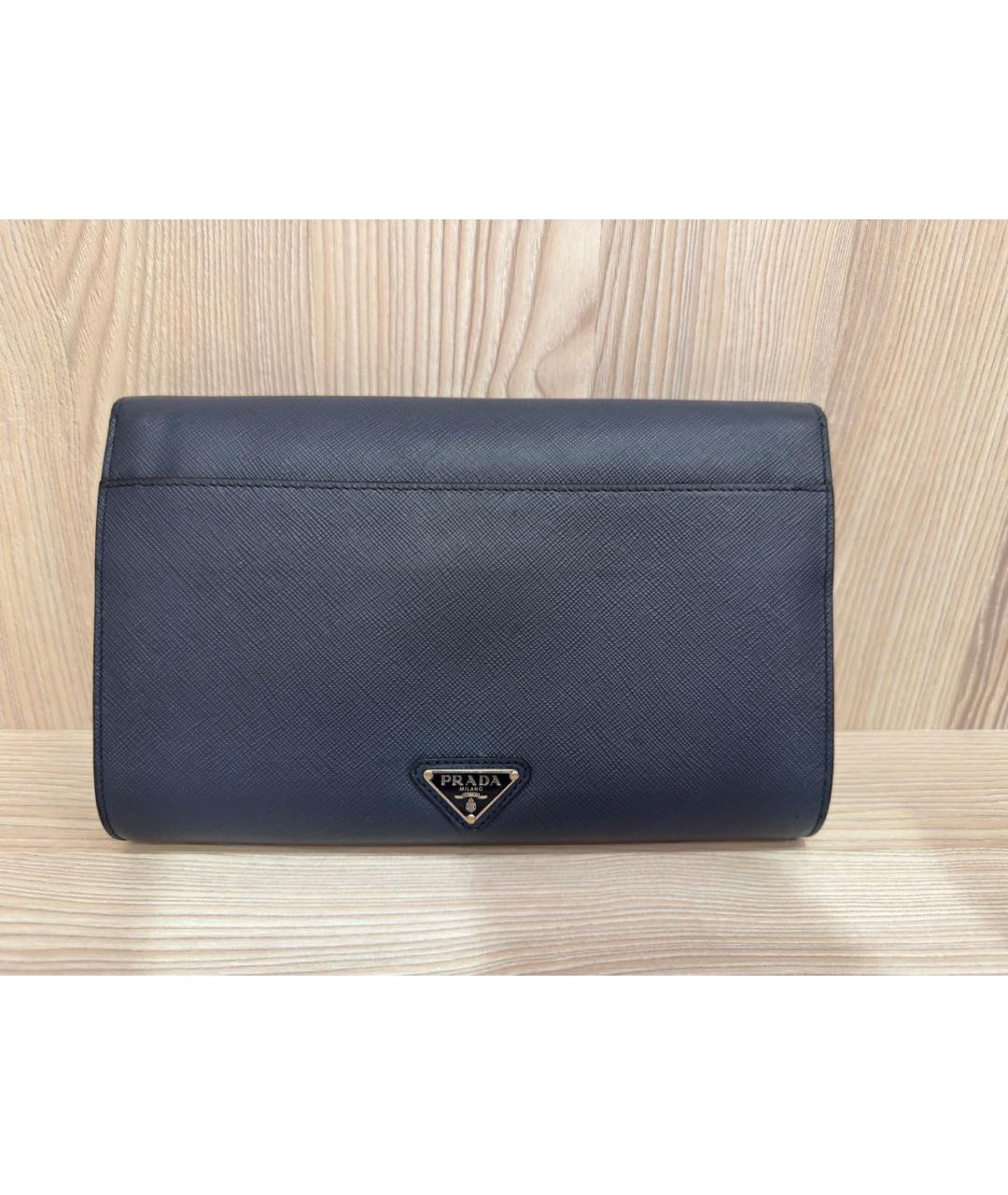 PRADA Темно-синяя кожаная барсетка, фото 4