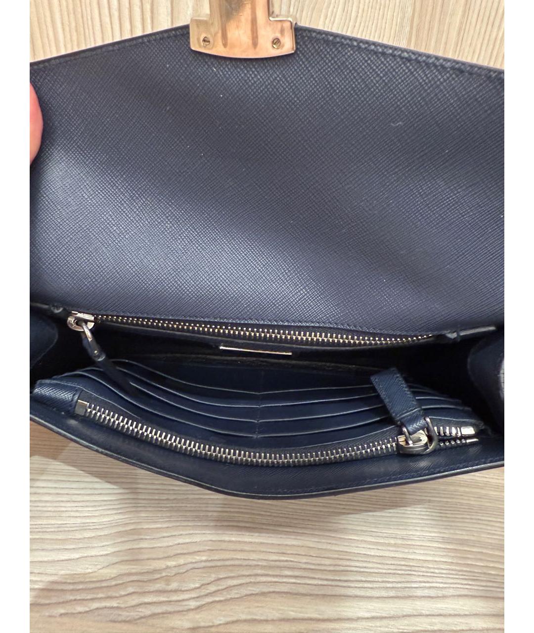 PRADA Темно-синяя кожаная барсетка, фото 5