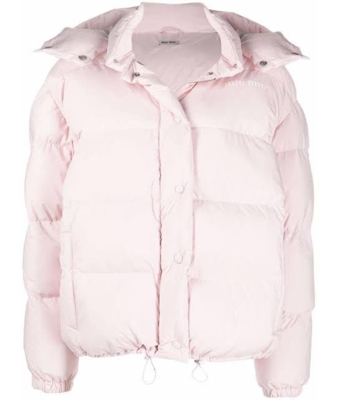 MIU MIU Розовый полиамидовый пуховик, фото 6