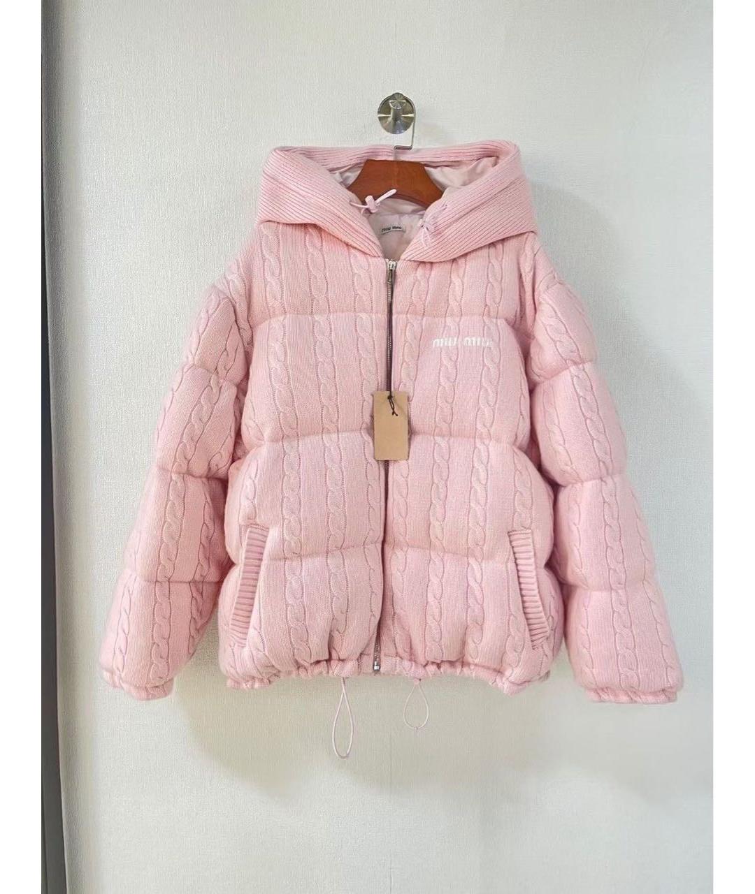 MIU MIU Розовый полиамидовый пуховик, фото 7