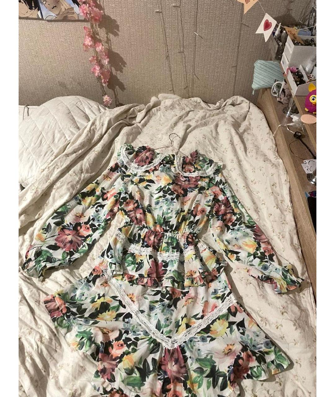 FOR LOVE AND LEMONS Белое полиэстеровое повседневное платье, фото 2