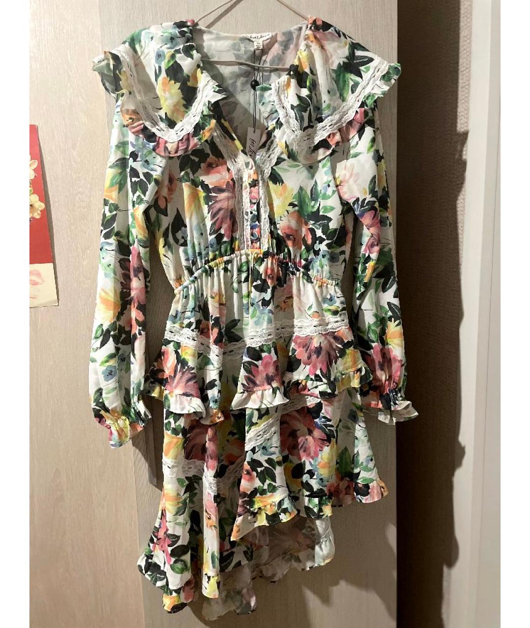 FOR LOVE AND LEMONS Белое полиэстеровое повседневное платье, фото 4