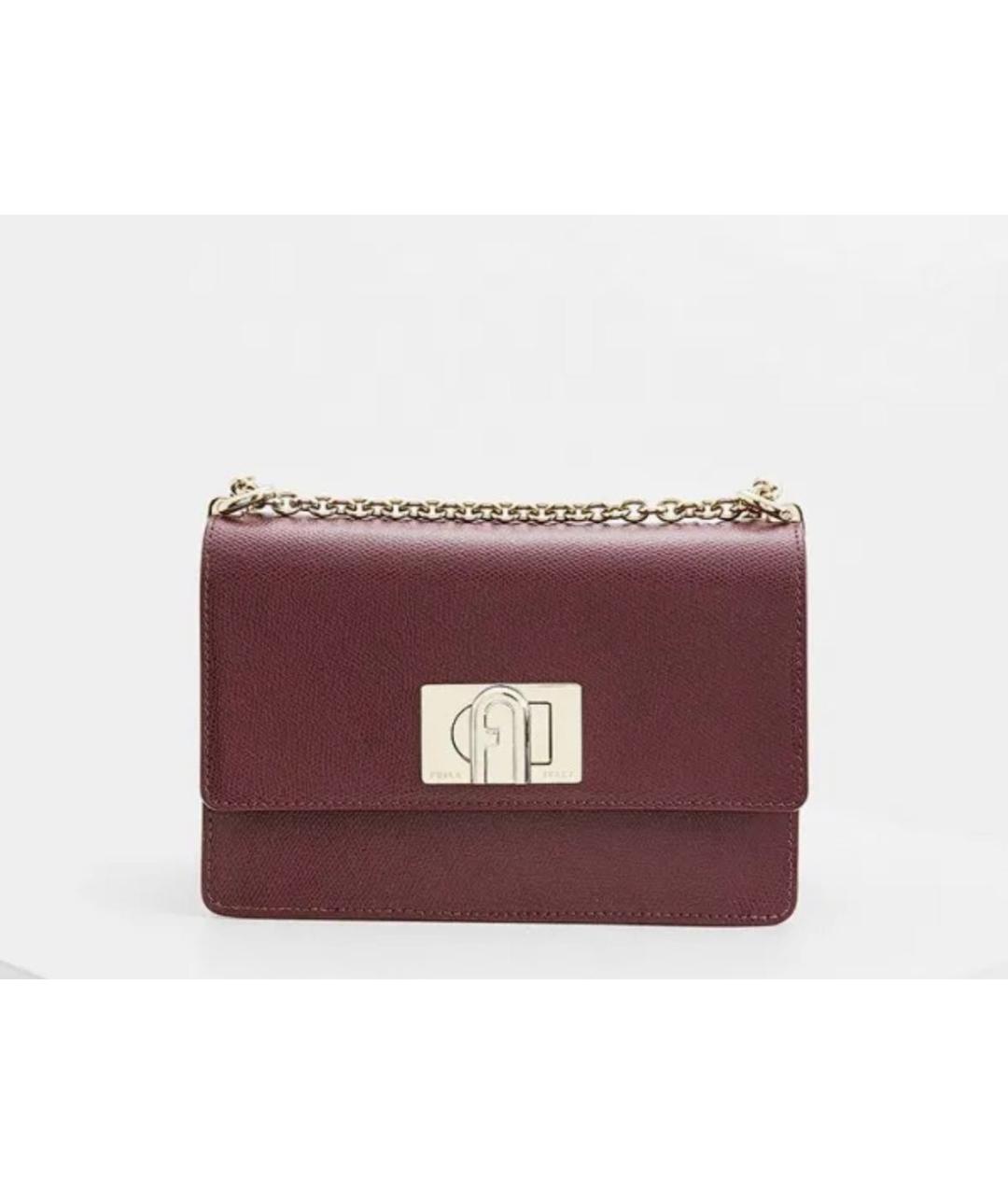 FURLA Бордовая кожаная сумка через плечо, фото 2